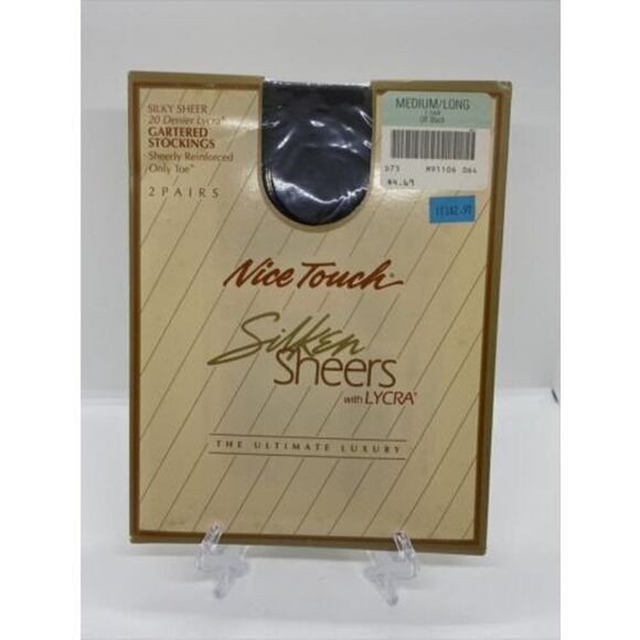New Nice Touch Silken Sheers 20 denier Pantyhose sz Medium Long-Off Black 2pairs - Picture 2 of 4